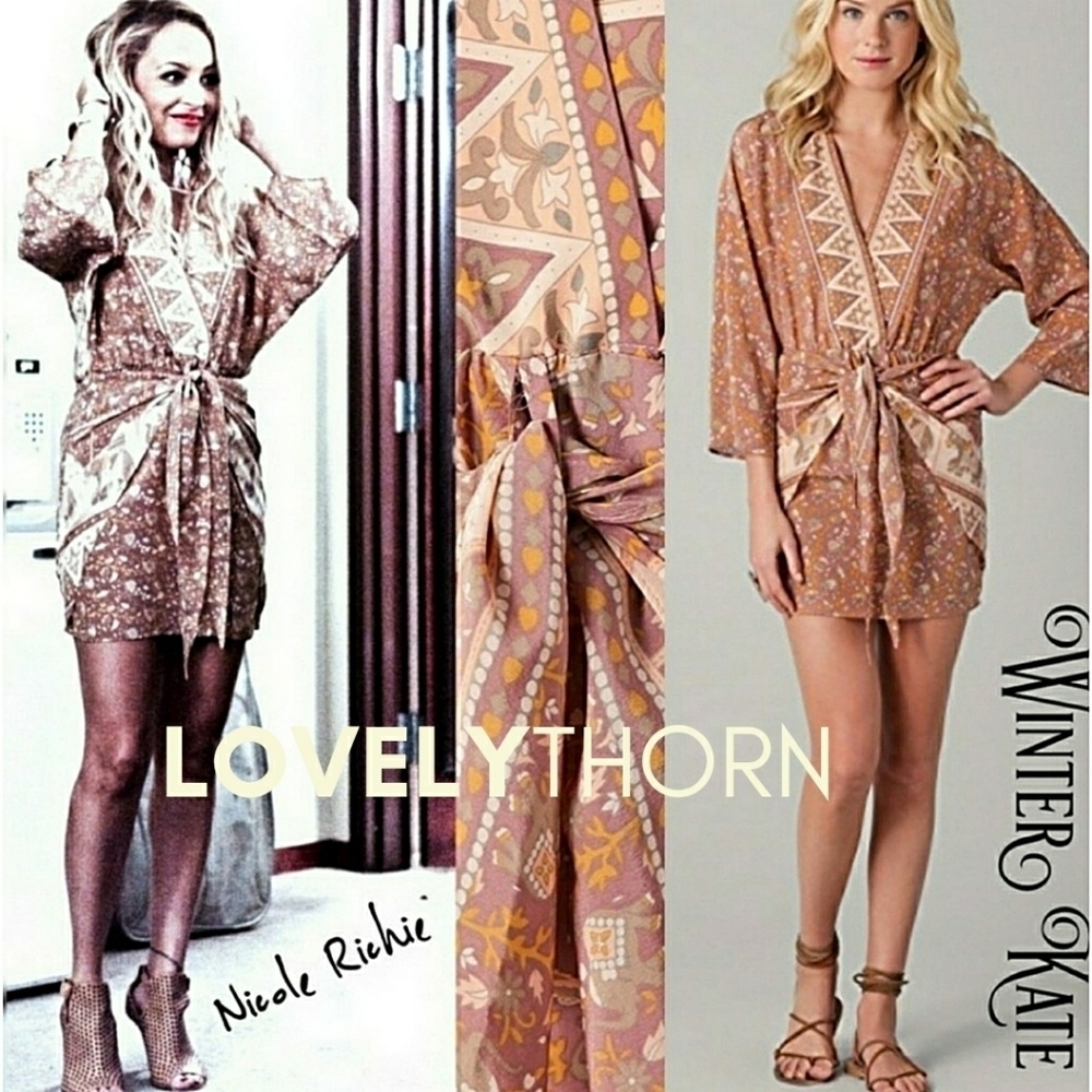 WINTER KATE // ltd ed boho-chic jaya 100% silk wrap dress rare